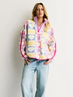 Little Bird by Jools Oliver Multi Heart Colourblock Borg Fleece Online