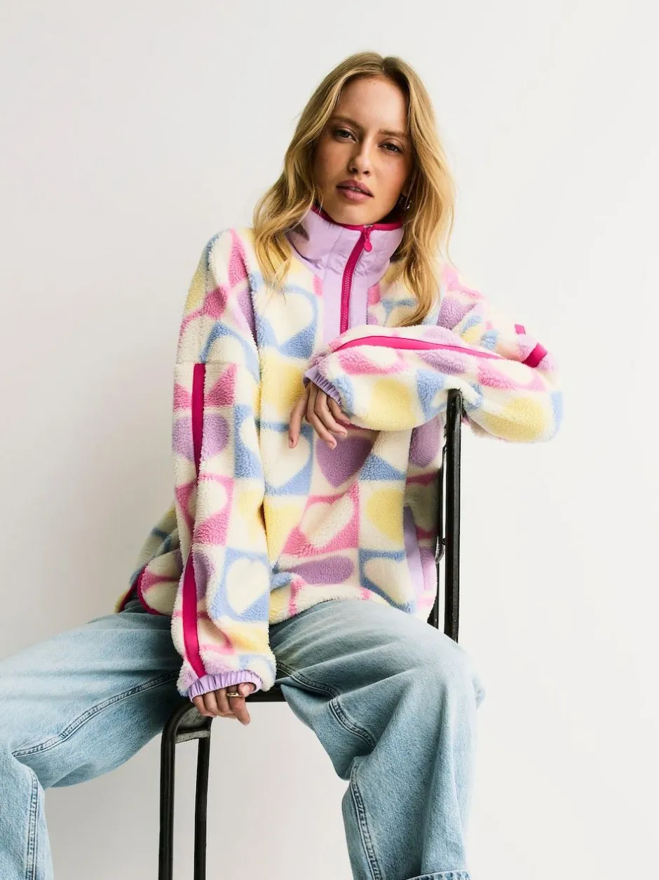 Little Bird by Jools Oliver Multi Heart Colourblock Borg Fleece Online