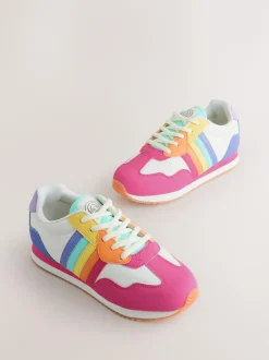 Little Bird by Jools Oliver Pink Older Pastel Rainbow Retro Runner Trainers