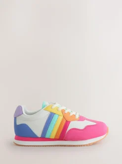 Little Bird by Jools Oliver Pink Older Pastel Rainbow Retro Runner Trainers