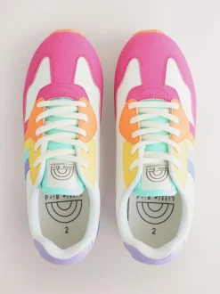 Little Bird by Jools Oliver Pink Older Pastel Rainbow Retro Runner Trainers