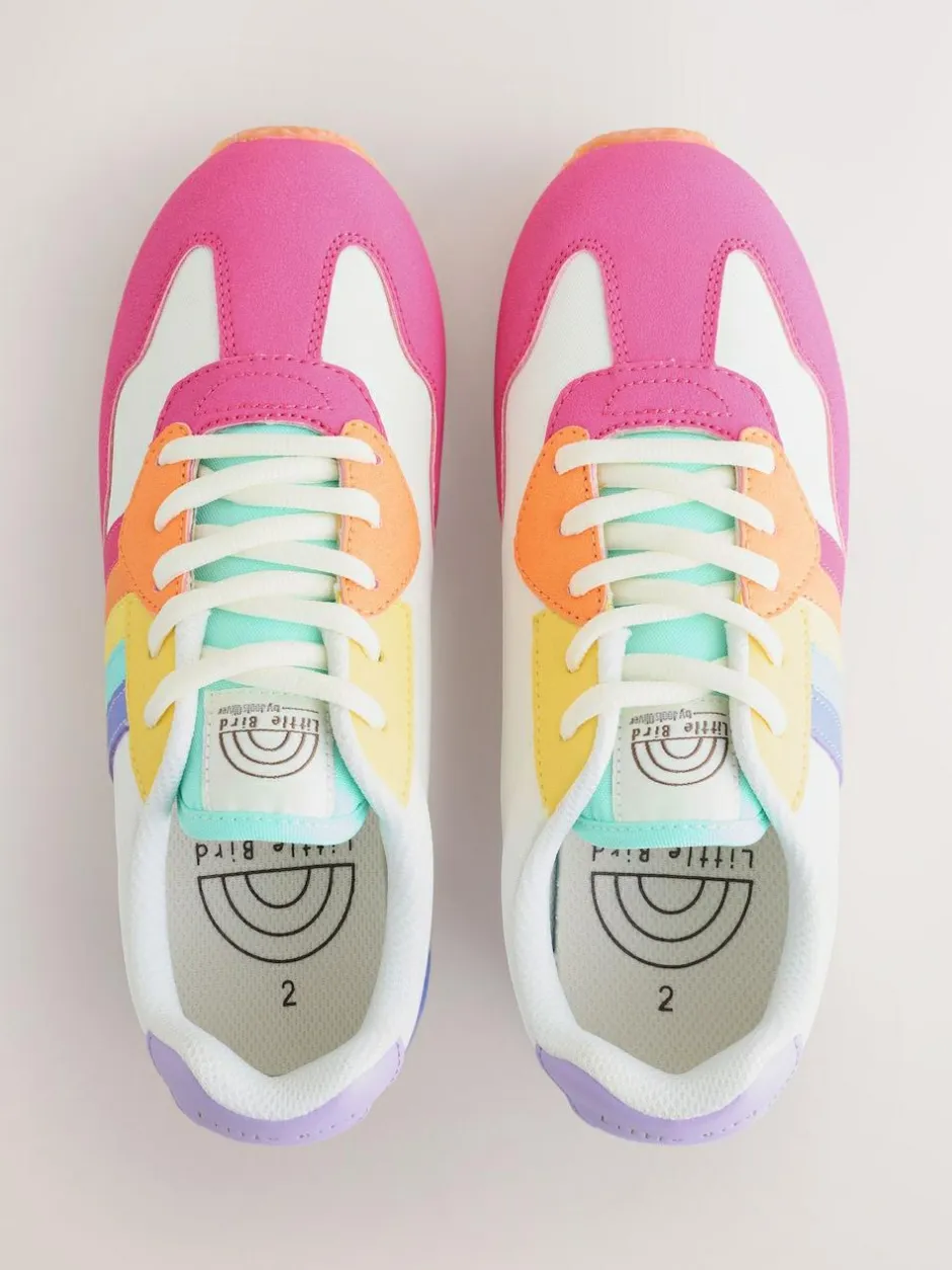 Little Bird by Jools Oliver Pink Older Pastel Rainbow Retro Runner Trainers