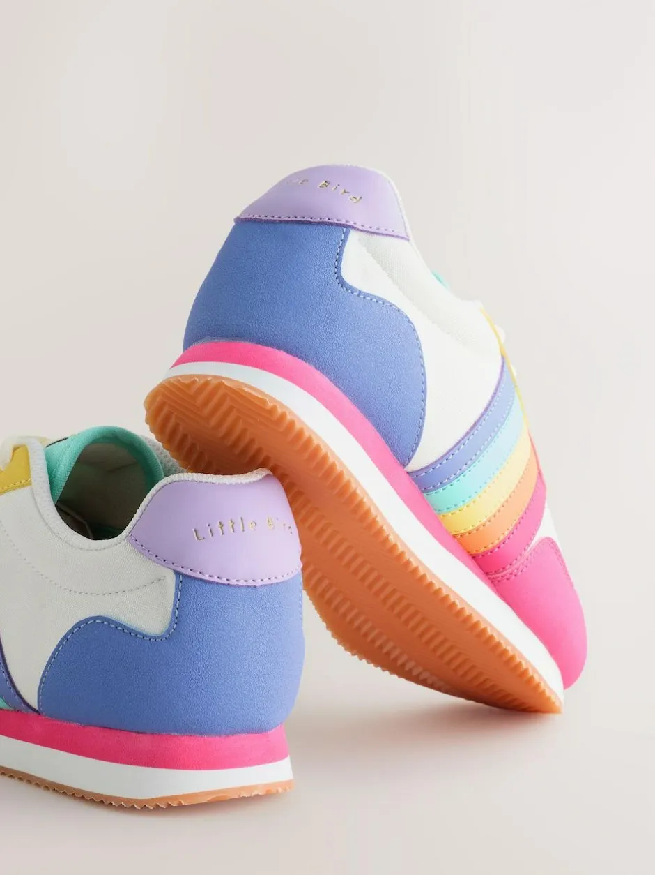 Little Bird by Jools Oliver Pink Older Pastel Rainbow Retro Runner Trainers