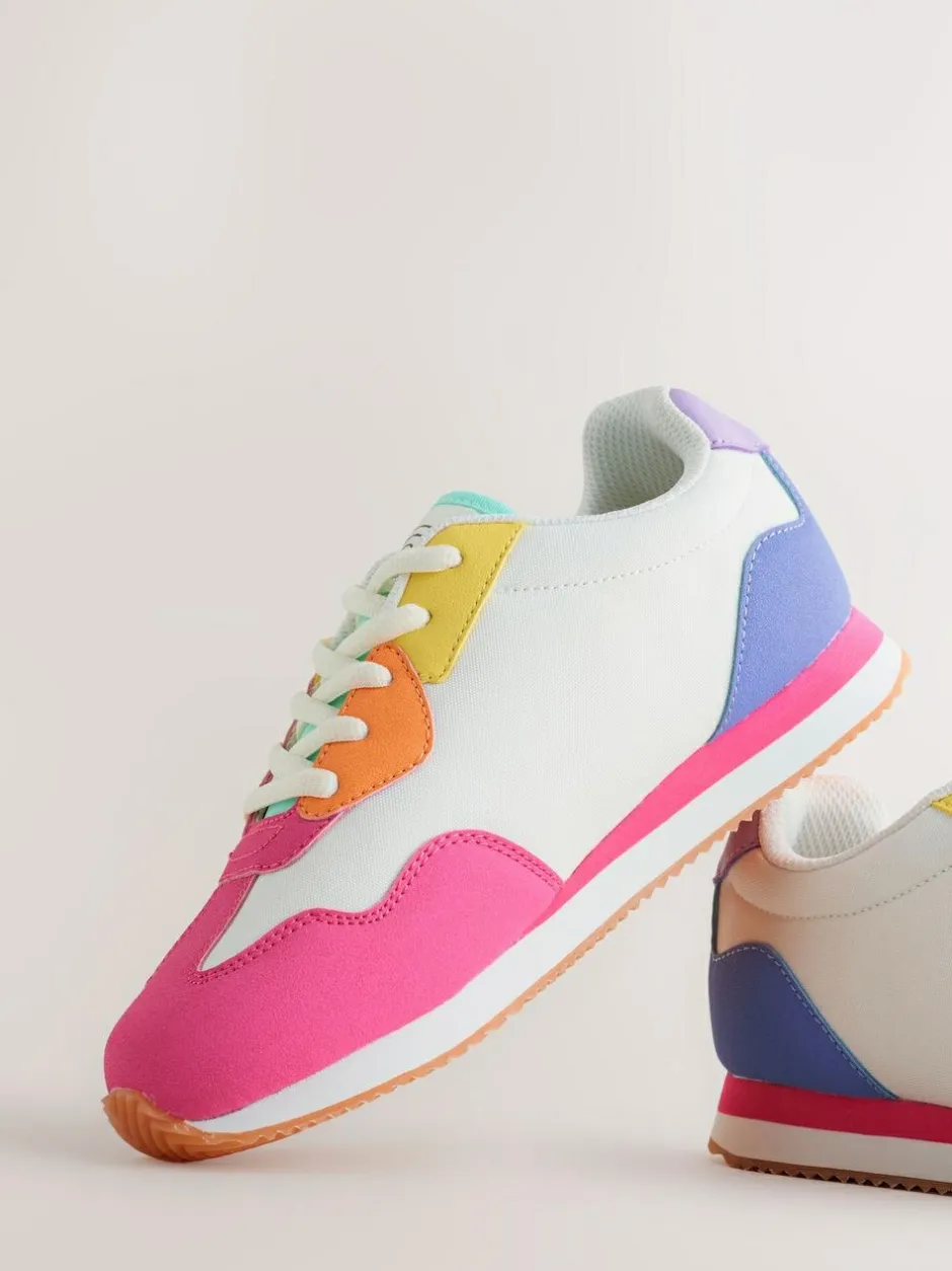 Little Bird by Jools Oliver Pink Older Pastel Rainbow Retro Runner Trainers