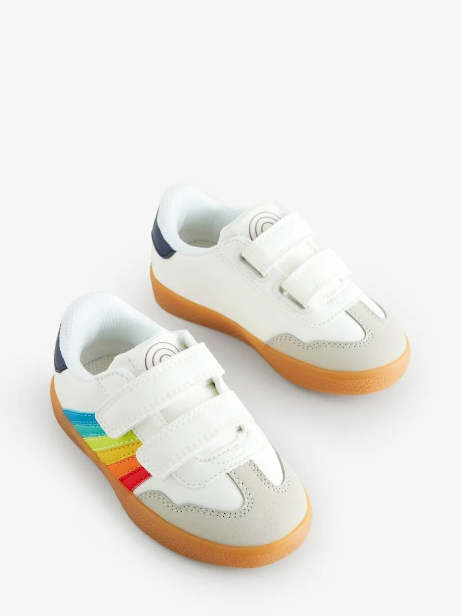 Little Bird by Jools Oliver White Younger Gum Sole Trainers with Rainbow Stripe