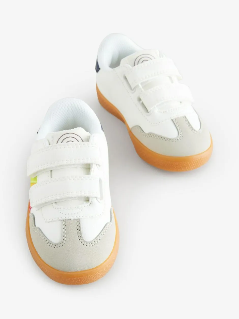 Little Bird by Jools Oliver White Younger Gum Sole Trainers with Rainbow Stripe