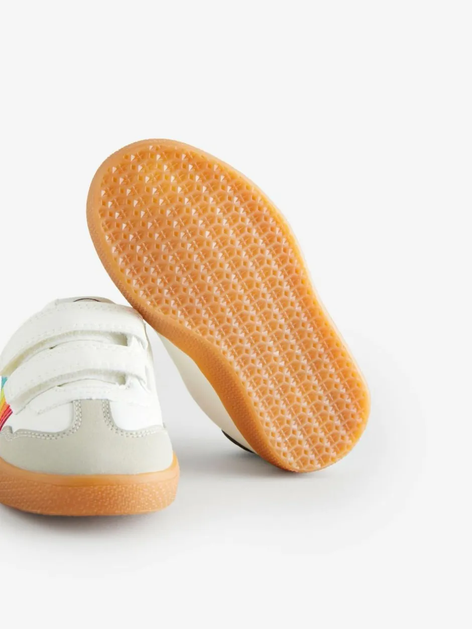 Little Bird by Jools Oliver White Younger Gum Sole Trainers with Rainbow Stripe