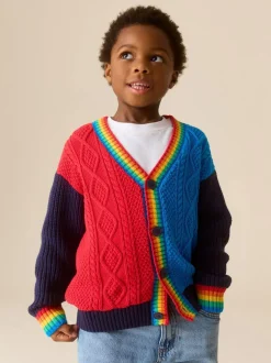 Little Bird by Jools Oliver Knitted V-Neck Cardigan Bright Colourblock Outlet