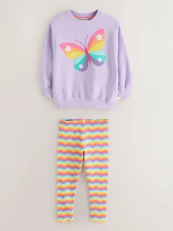 Little Bird by Jools Oliver 2 Piece Jumper and Leggings Set Lilac Purple Butterfly Discount