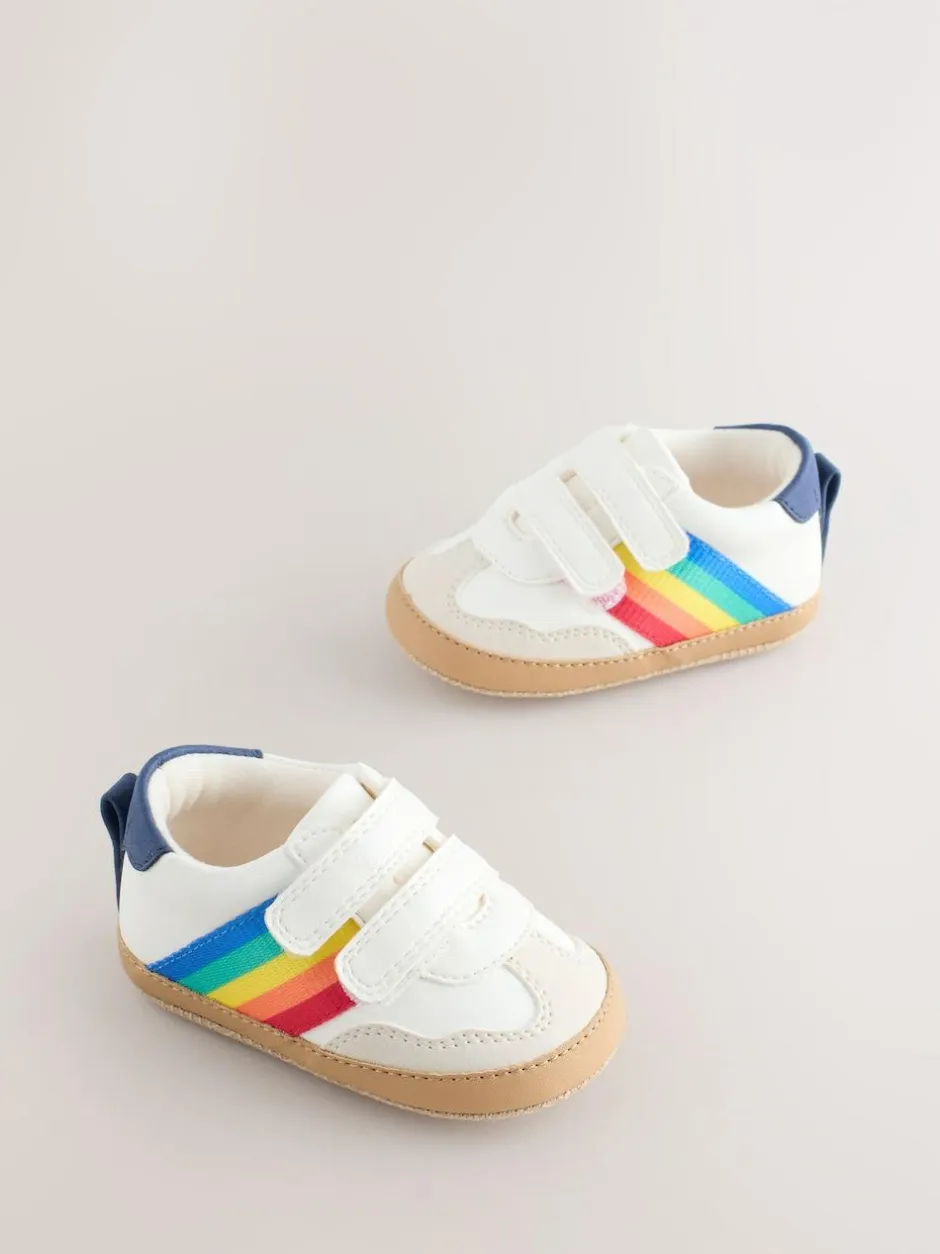 Little Bird by Jools Oliver White Rainbow Tape Gum Sole Trainers Padders