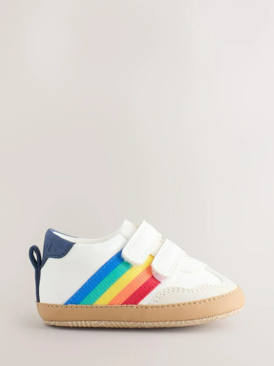 Little Bird by Jools Oliver White Rainbow Tape Gum Sole Trainers Padders