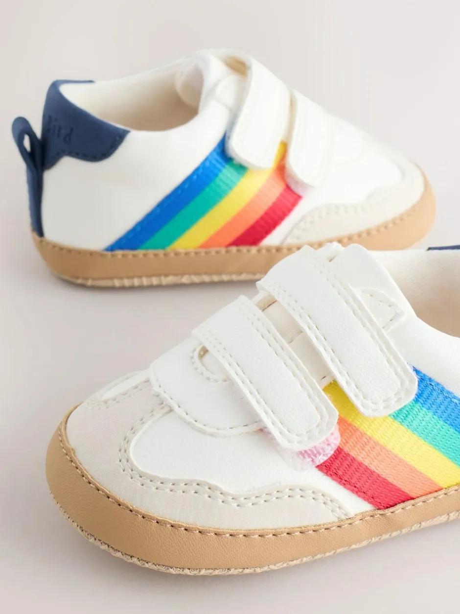 Little Bird by Jools Oliver White Rainbow Tape Gum Sole Trainers Padders