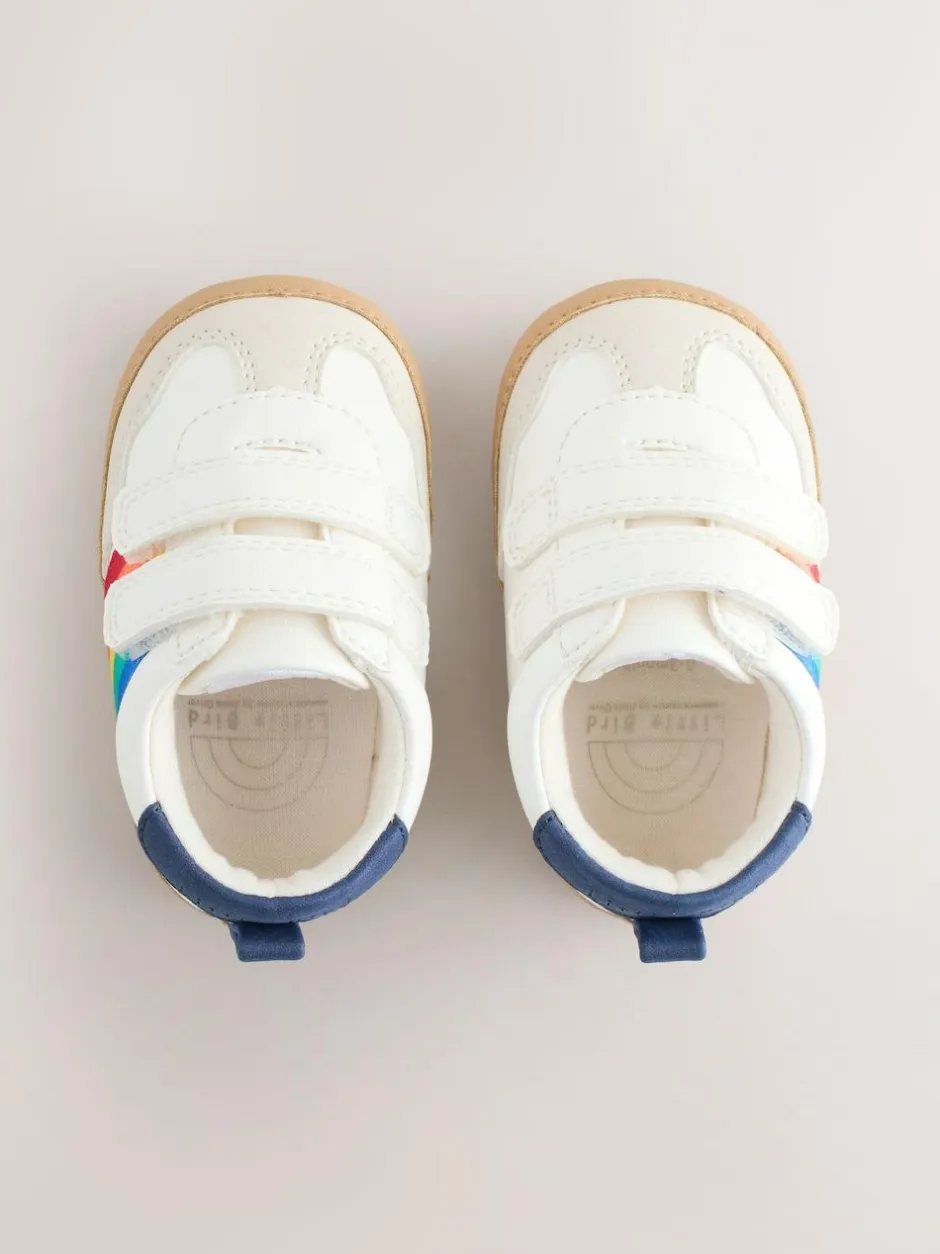 Little Bird by Jools Oliver White Rainbow Tape Gum Sole Trainers Padders
