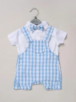 Little Gent 100% Cotton Bodysuit Shirt Dungarees and Bowtie Outfit Set Navy Blue Best