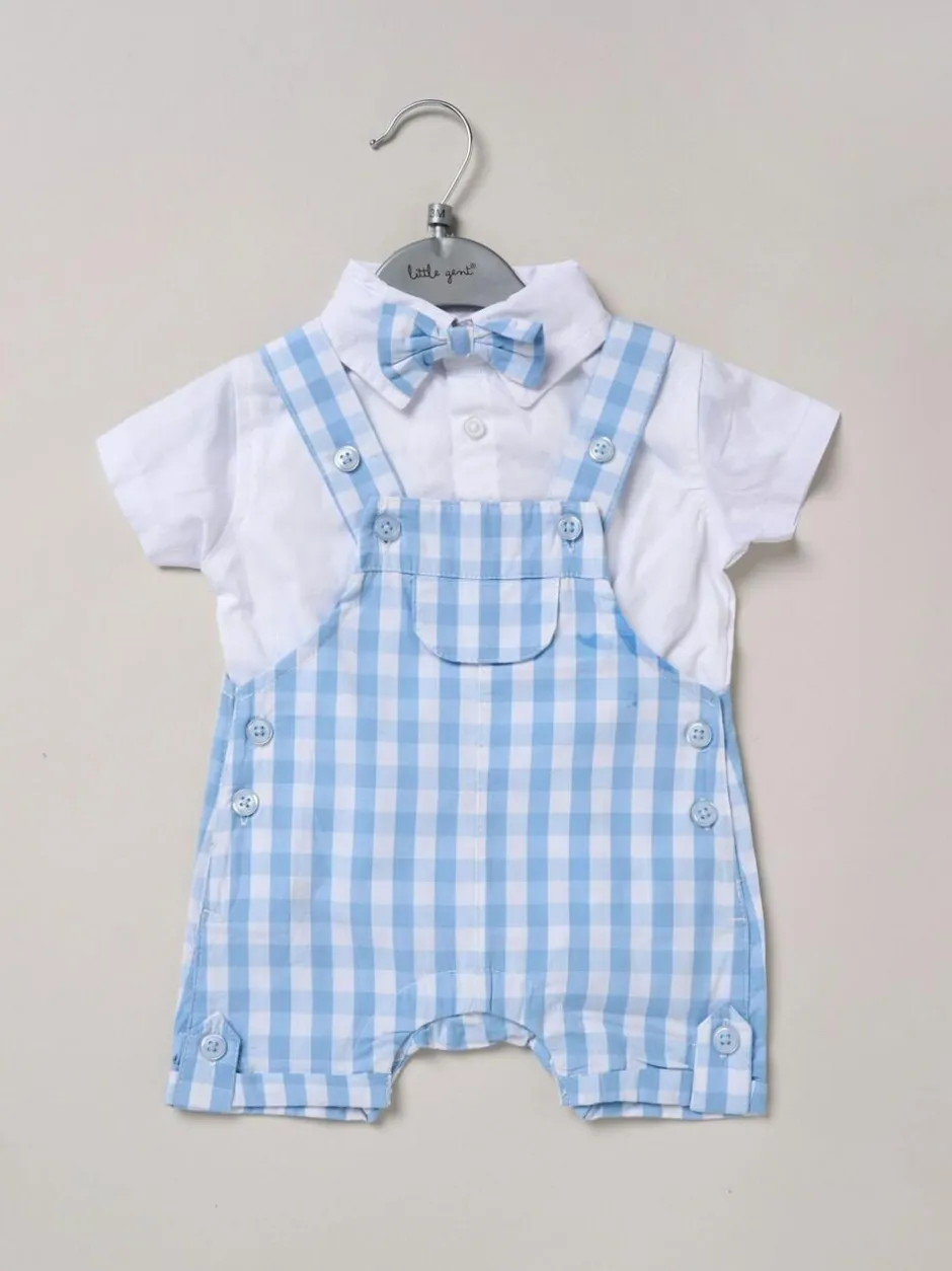 Little Gent 100% Cotton Bodysuit Shirt Dungarees and Bowtie Outfit Set Navy Blue Best