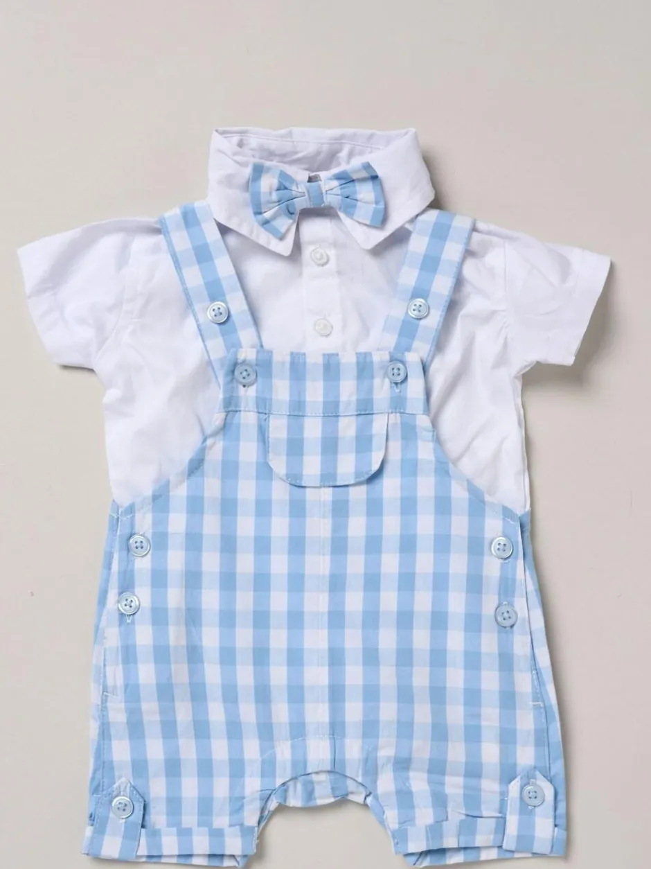 Little Gent 100% Cotton Bodysuit Shirt Dungarees and Bowtie Outfit Set Navy Blue Best