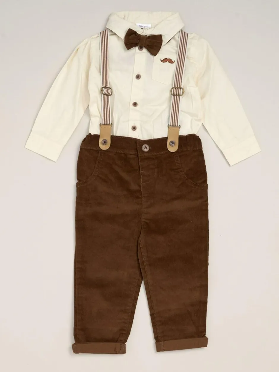 Little Gent Corduroy Bow Tie Mock Shirt and Trousers With Braces Outfit Set Best