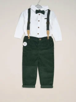Little Gent Corduroy Bow Tie Mock Shirt and Trousers With Braces Outfit Set Hot