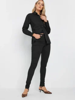 Long Tall Sally Black Fitted 100% Cotton Shirt Best
