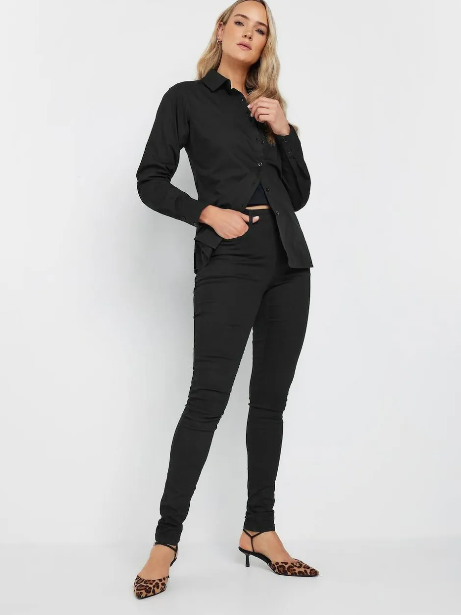 Long Tall Sally Black Fitted 100% Cotton Shirt Best