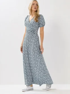 Long Tall Sally Blue Ditsy Wrap Maxi Dress Discount