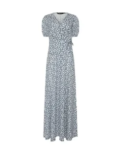 Long Tall Sally Blue Ditsy Wrap Maxi Dress Discount