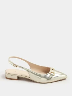 Long Tall Sally Metal Trim Sling Back Shoes Gold Best