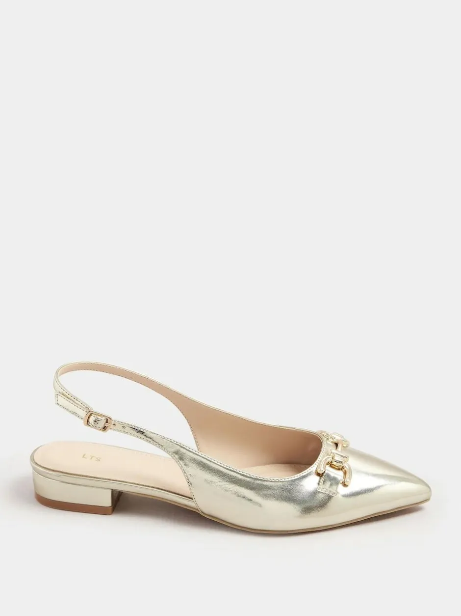 Long Tall Sally Metal Trim Sling Back Shoes Gold Best
