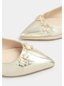 Long Tall Sally Metal Trim Sling Back Shoes Gold Best
