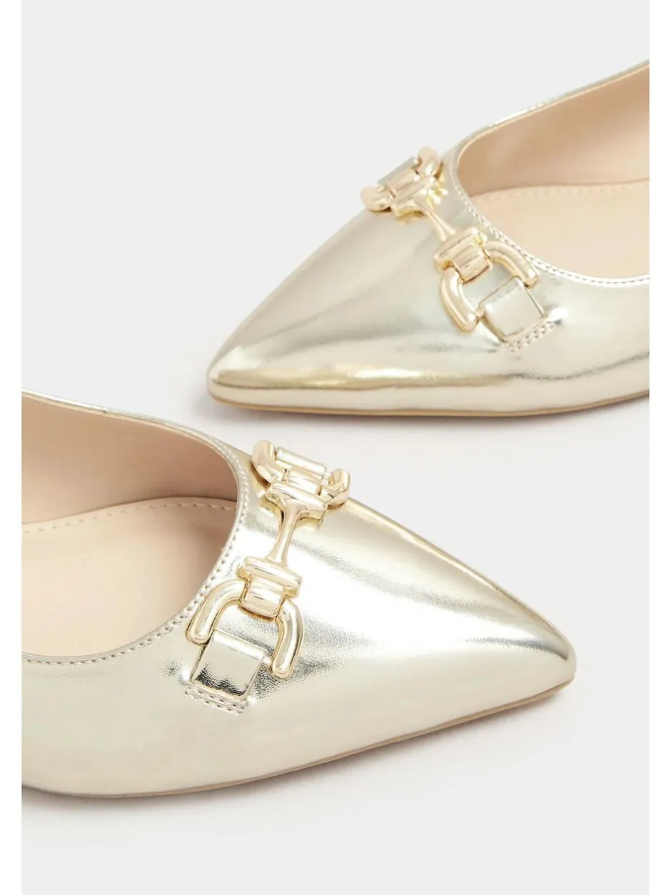 Long Tall Sally Metal Trim Sling Back Shoes Gold Best