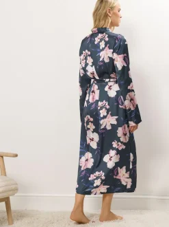 Long Tall Sally Satin Maxi Robe Grey Sale