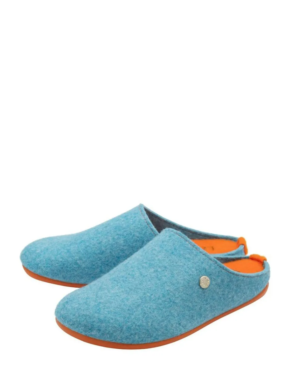 Lotus Blue Textile Flat Mule Slippers Best