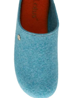 Lotus Blue Textile Flat Mule Slippers Best