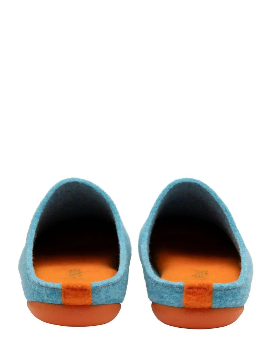 Lotus Blue Textile Flat Mule Slippers Best
