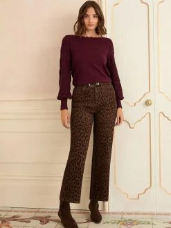 Love & Roses Berry Bobble Stitch Scallop Knit Jumper Online