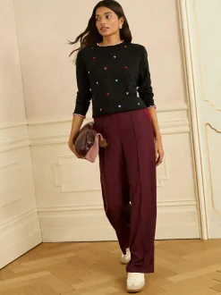 Love & Roses Embroidered Detail Knitted Jumper Black Outlet