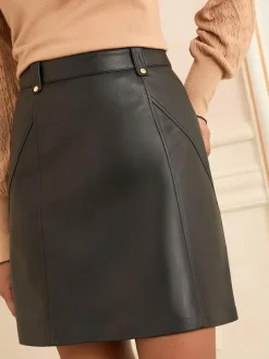 Love & Roses Faux Leather Mini Skirt Black