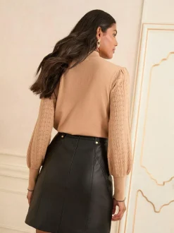 Love & Roses Faux Leather Mini Skirt Black