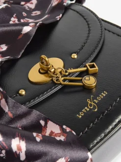 Love & Roses Saddle Cross-Body Bag Black Suedette Online