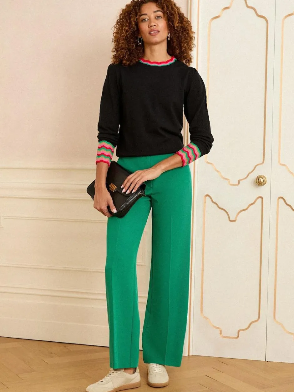 Love & Roses Wavy Rainbow Stripe Knit Jumper Black Best