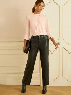 Love & Roses Hardware Detail Flute Sleeve Blouse Blush Pink Heart Clearance