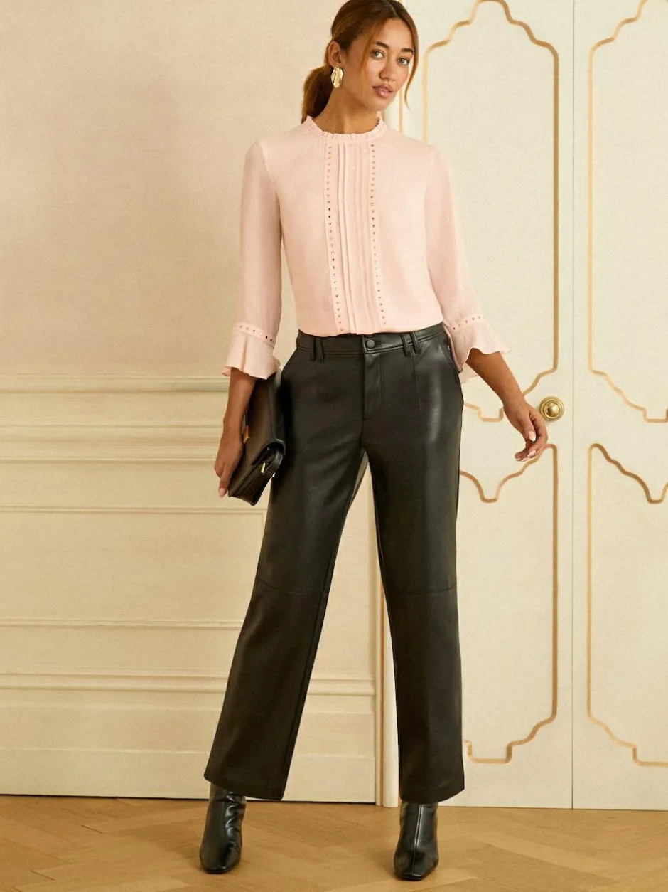 Love & Roses Hardware Detail Flute Sleeve Blouse Blush Pink Heart Clearance