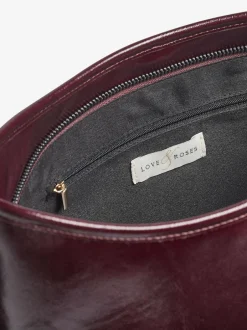 Love & Roses Woven Slouchy Tote Bag Burgundy Hot