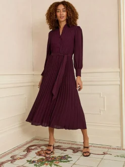 Love & Roses Cherry Red Petite Pleated Detail Midi Dress Online
