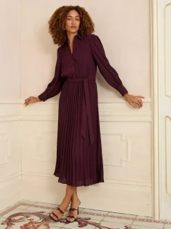 Love & Roses Cherry Red Petite Pleated Detail Midi Dress Online