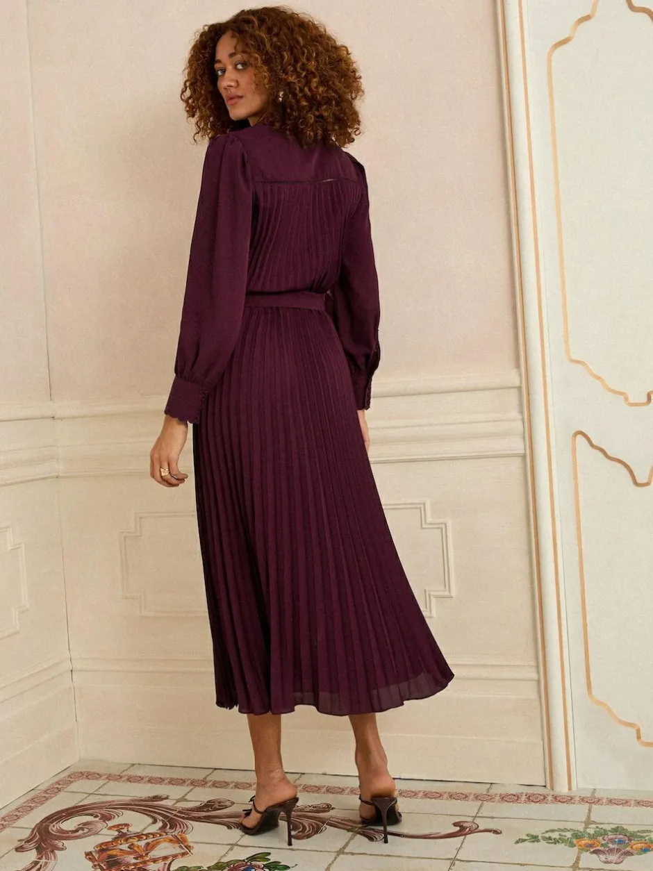 Love & Roses Cherry Red Petite Pleated Detail Midi Dress Online