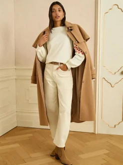 Love & Roses Cream Heart Ric Rac Embroidered Sweat Top Clearance
