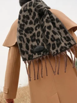 Love & Roses Dark Leopard Print Brushed Scarf Outlet