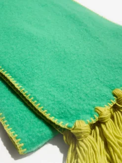 Love & Roses Tassel Cosy Contrast Brushed Scarf Green Hot
