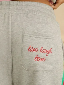 Love & Roses Jersey Loungewear Bottoms Grey Rainbow Tipped Online